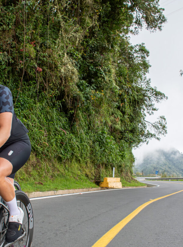 Cyclist climbing Alto de Letras Colombia Women Riders Only Cycling Tour e-bike